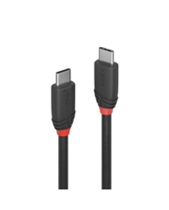 LINDY 36906 Black Line USB Cable, USB 3.2 Type-C (M) to USB 3.2 Type-C (M), 1m, Black & Red, SuperSpeed USB Supports Data Transfer Speeds up to 20Gbps, Robust PVC Housing, Nickel Connectors & Gold Plated Contacts, Retail Polybag Packaging