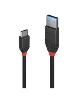LINDY 36916 Black Line USB Cable, USB 3.2 Type-A (M) to USB 3.2 Type-C (M), 1.5m, Black & Red, SuperSpeed USB Supports Data Transfer Speeds up to 10Gbps, Robust PVC Housing, Nickel Connectors & Gold Plated Contacts, Retail Polybag Packaging