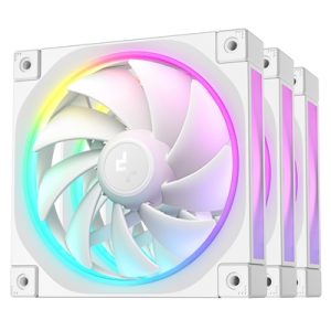 deepcool-fl12-120mm-pwm-3-pack-white-fan-high-performance-low-noise-fluid-dynamic-bearing-36-argb-leds-500-2150-rpm-55-cfm-airflow-4-pin-pwm-control