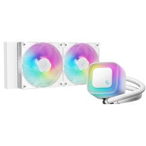 deepcool-le240-v2-white-240mm-liquid-cpu-cooler-dual-120mm-argb-fans-anti-leak-tech-quiet-pump-high-performance-for-intel-amd-sockets