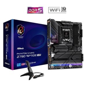 asrock-z790-riptide-wifi-phantom-gaming-intel-1700-socket-motherboard-atx-4x-ddr5-slots-5x-m-2-sockets-fitted-i-o-shield-2-5gbe-lan-wi-fi-7-1x-displayport-1x-hdmi-port