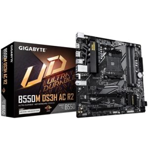 gigabyte-b550m-ds3h-ac-r2-ultra-durable-amd-am4-socket-motherboard-micro-atx-4x-ddr4-slots-2x-m-2-socket-gbe-lan-wi-fi-5-1x-displayport-1x-hdmi-port